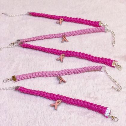 Crochet Bracelet - Limited Edition - Pink Bow-..