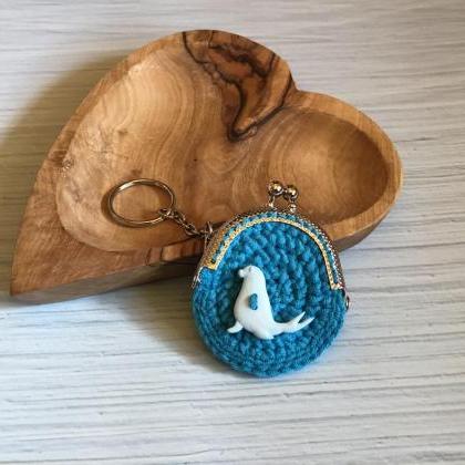 Crochet Purse Blue Keychain Sea Sea..