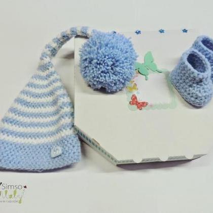 Crocheted Set, Baby Set Hat And Booties