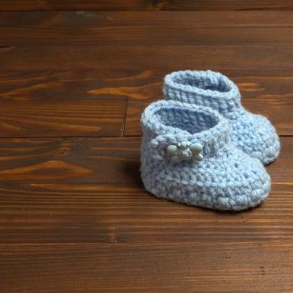 Crochet Winter Baby Set Boy Booties And Pom Pom..