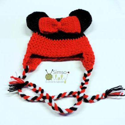 Crochet Hat, Minimouse Red Hat, Minimouse Costume..