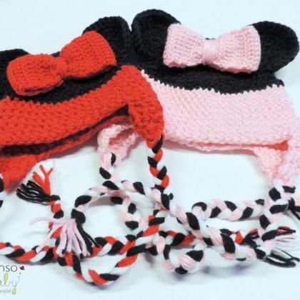 Crochet Hat, Minimouse Red Hat, Minimouse Costume..