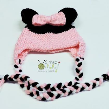 Crochet Hat, Minimouse Pink Hat, Minimouse Costume..