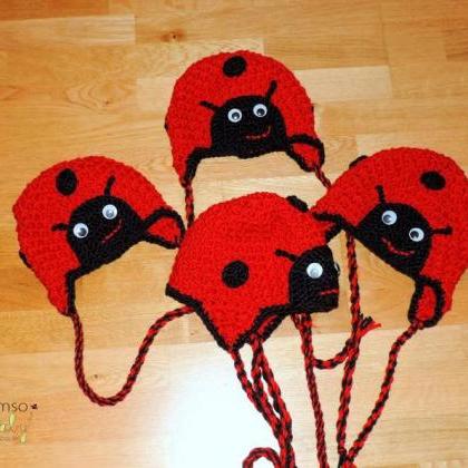 Crochet Hat, Ladybug Red Hat, Ladybug Costume Hat,..