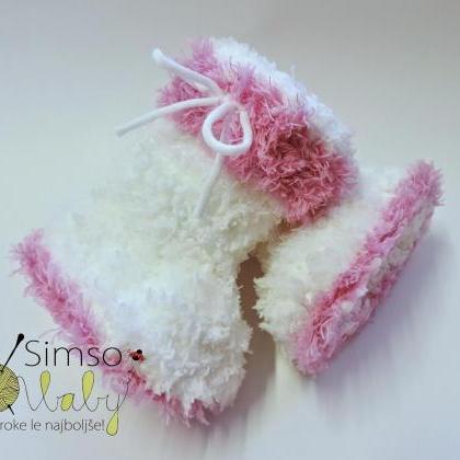 Crocheted Slippers - Soft Wool Yarn - Puffy..