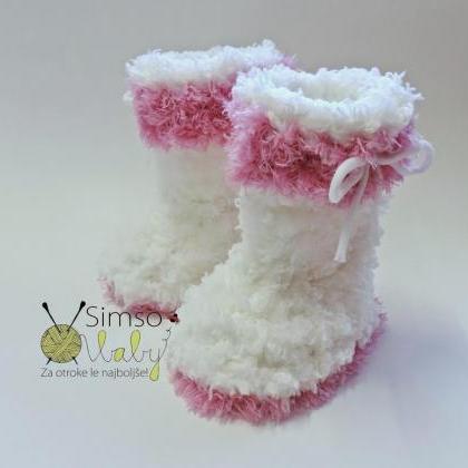 Crocheted Slippers - Soft Wool Yarn - Puffy..