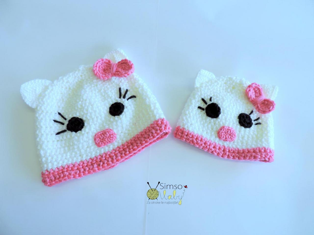 Crochet hat, Kitty, Crochet Kitty hat, Child kitty hat, Baby kitty hat, Kitty hat for baby, Hat for toddlers,