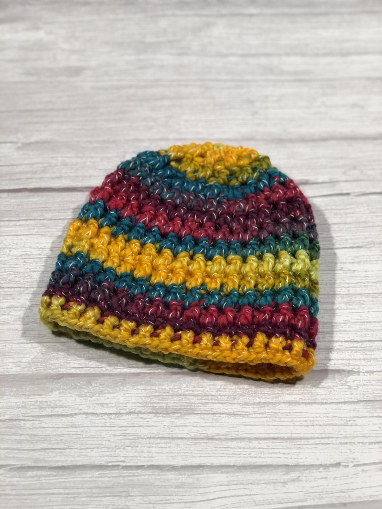 Crochet Hat, Child Hat, Teen Hat, Colorful , Unique 013
