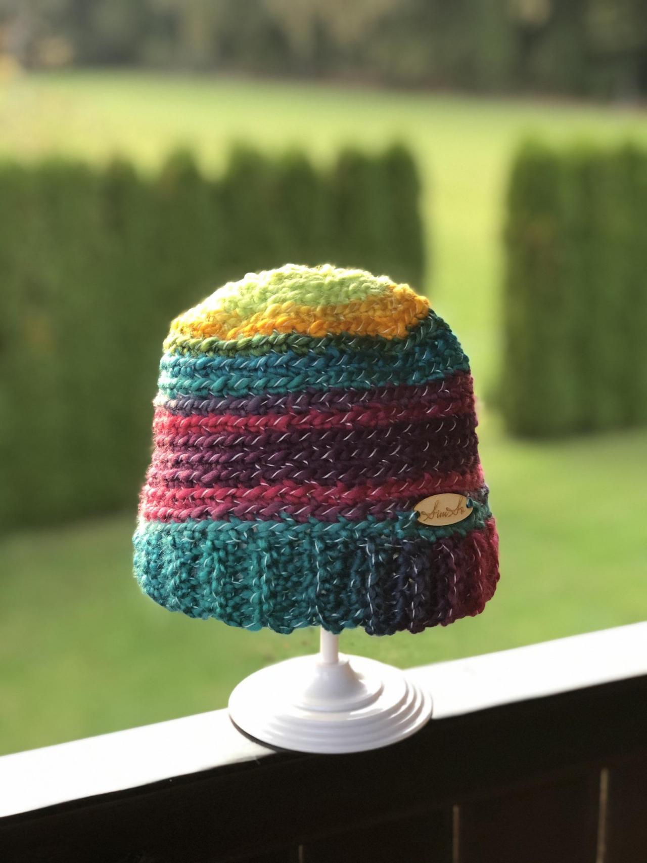 Crochet Hat, Child Hat, Teen Hat, Colorful , Unique 002