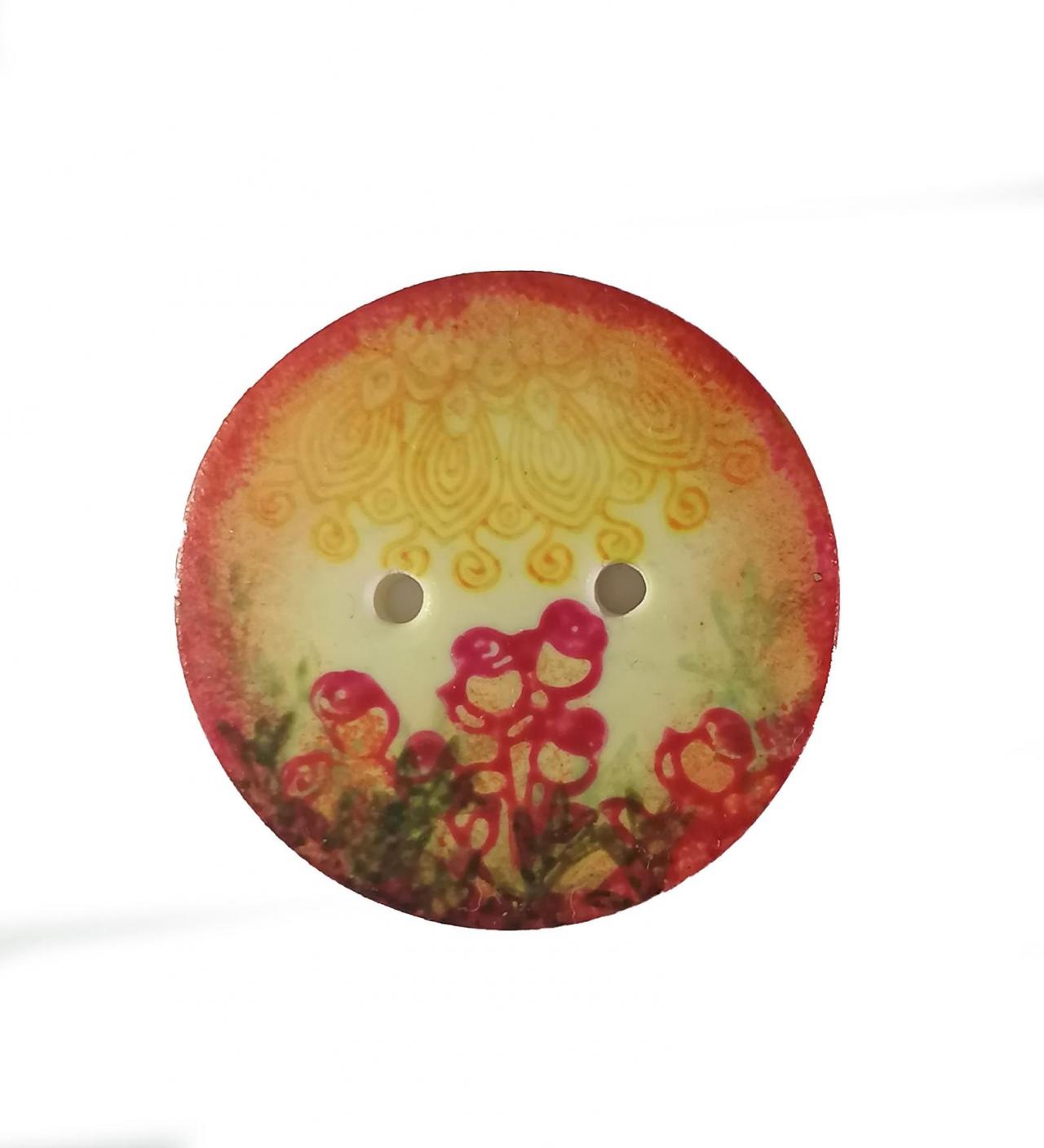 Poylmer Clay Button - Roses - 3cm (1,2 inch)