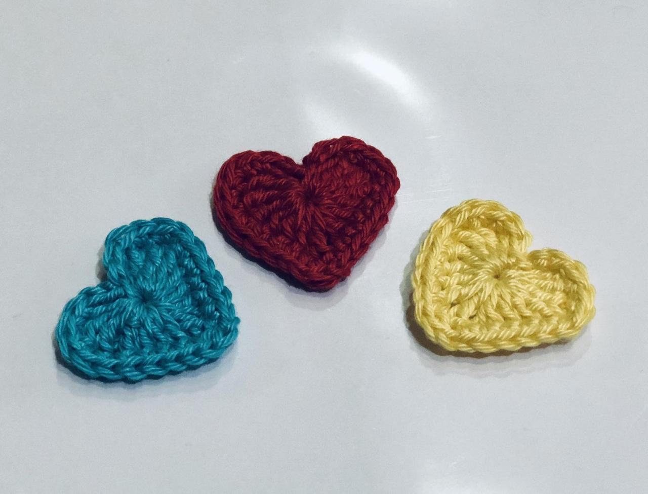Crochet Hearth Applique, Love Heart Applique, Crochet Love Heart, Love Heart Patch, Cotton Love Heart