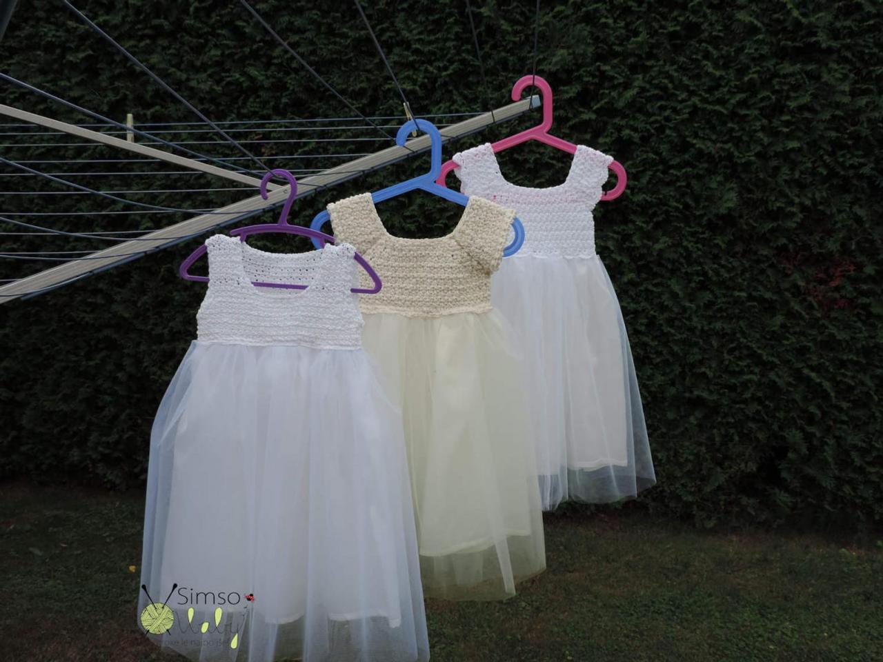 White Crochet Tutu for Baby Girl's, Christening baby girl dress, Handmade beautiful tutu dress, white