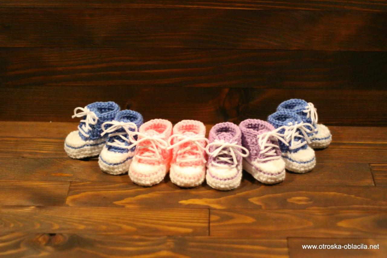 Baby Booties, Sneakers, Crochet All Star, Baby Shower Gift, Newborn Gift, Baby Girl, Baby Boy, First Shoes With Name