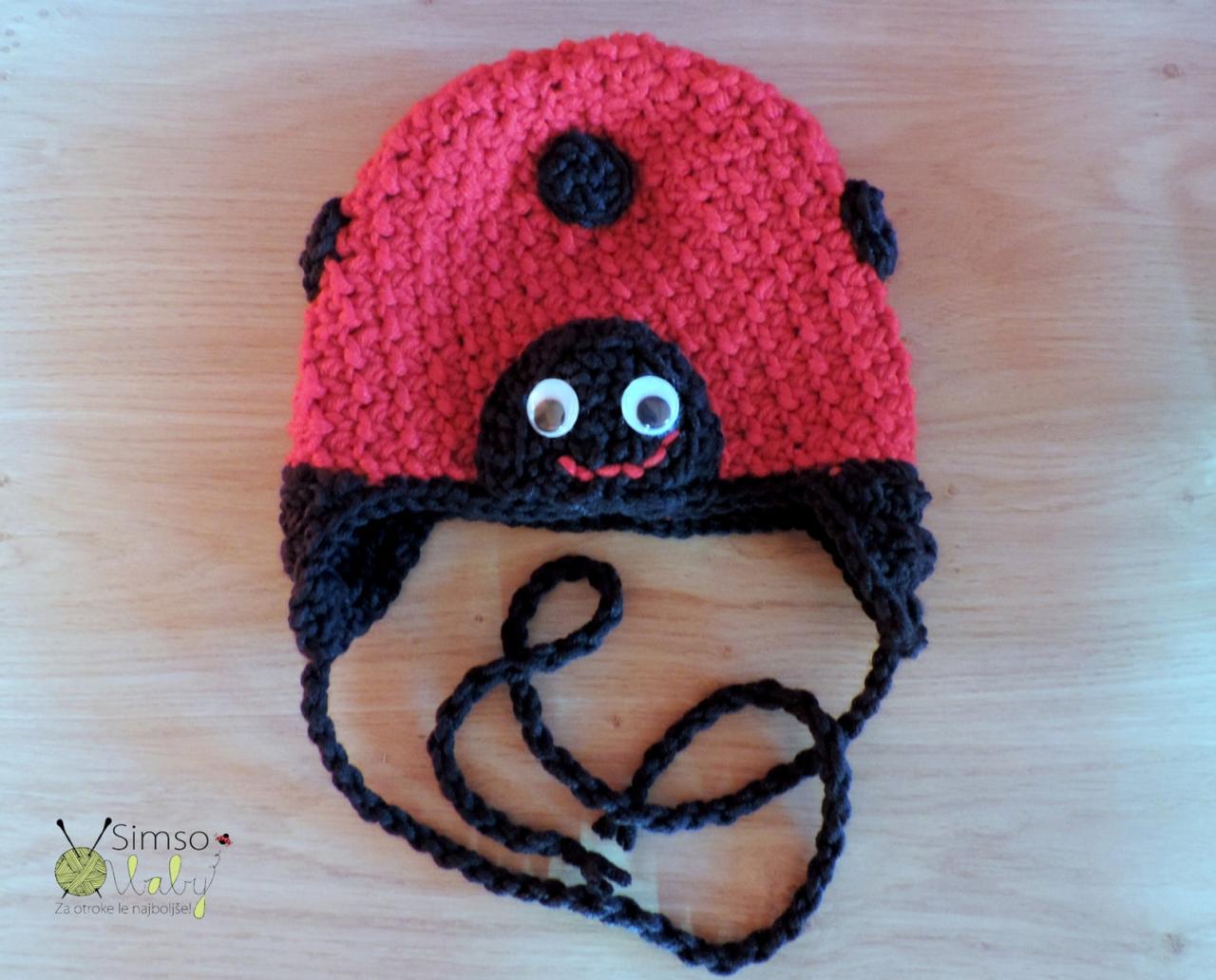 Crochet Hat, Ladybug Red Hat, Ladybug Costume Hat, Newborn Hat, Children Costume, Photo Prop Costume
