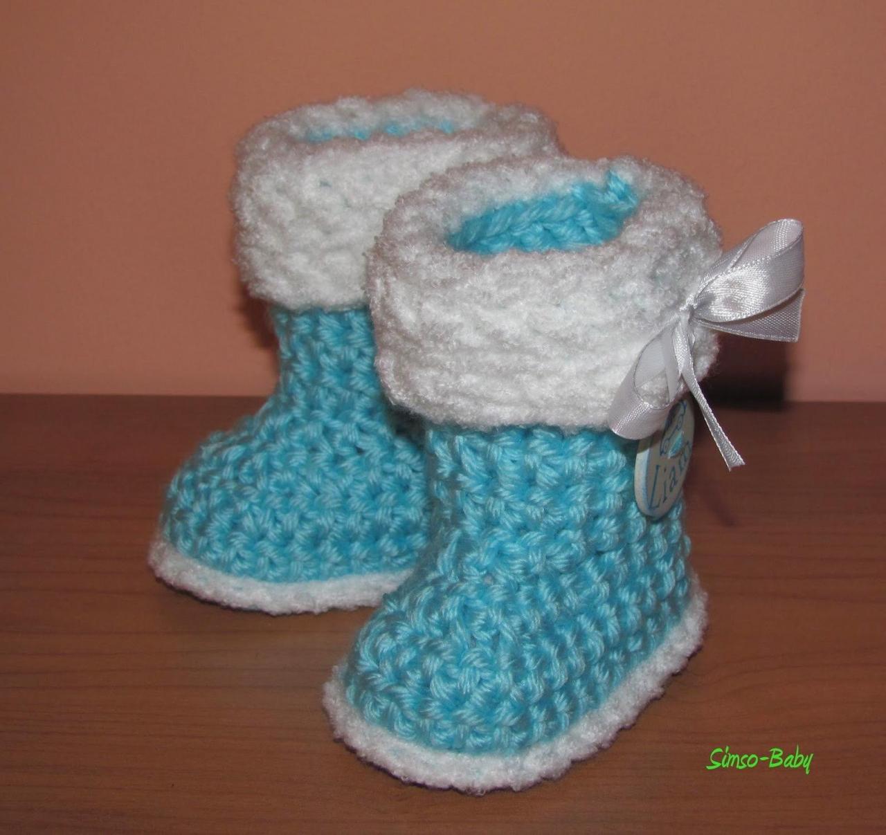 Crocheted Slippers - Soft Wool Yarn - Simple Boy Edition (baby Slippers, Wool, Baby Gift, Newborn, Boy, Girl)