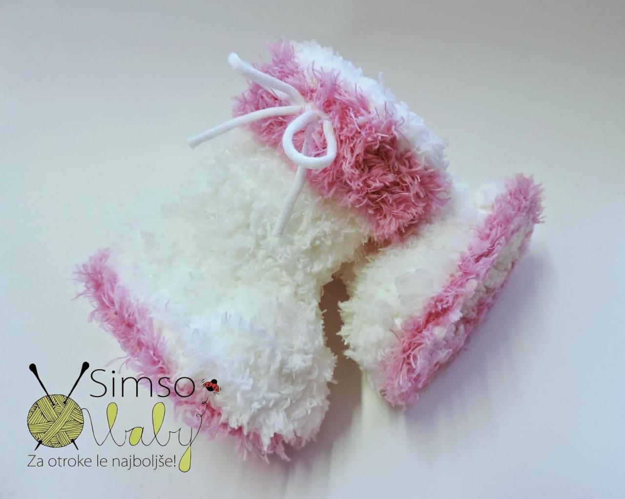 Crocheted Slippers - Soft Wool Yarn - Puffy Edition (baby Slippers, Wool, Baby Gift, Newborn, Boy, Girl)