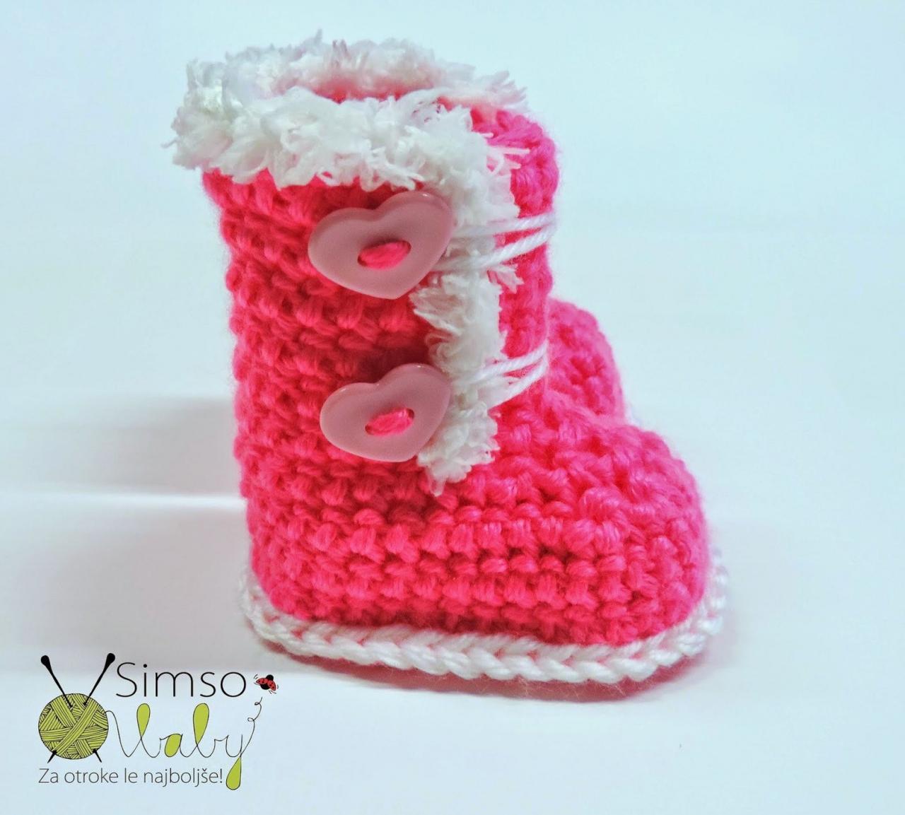 Crocheted slippers - soft wool yarn - winter edition 2019 (baby slippers, wool, baby gift, newborn, boy, girl)
