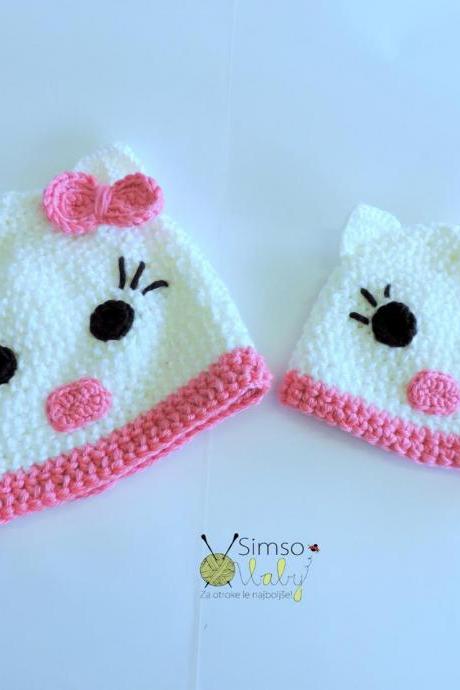 Crochet Hat, Kitty, Crochet Kitty Hat, Child Kitty Hat, Baby Kitty Hat, Kitty Hat For Baby, Hat For Toddlers,