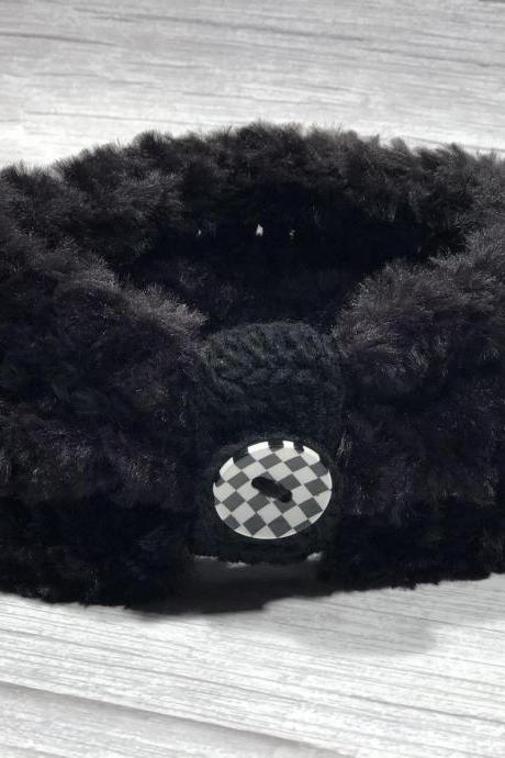 Crochet Earwarmer2 In 1 (with Or Without Button Ring), Adult Headband, Teen Headband, Soft Fake Furr