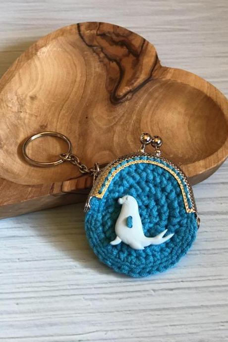 Crochet Purse Blue Keychain Sea Seaedition