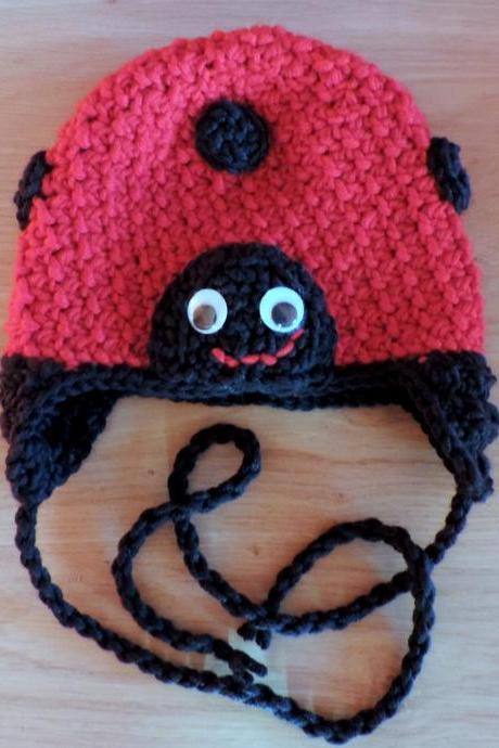 Crochet Hat, Ladybug Red Hat, Ladybug Costume Hat, Newborn Hat, Children Costume, Photo Prop Costume