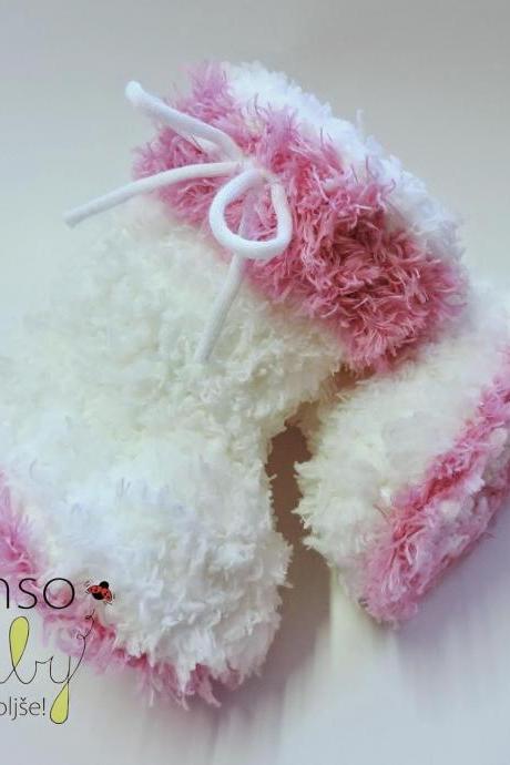 Crocheted Slippers - Soft Wool Yarn - Puffy Edition (baby Slippers, Wool, Baby Gift, Newborn, Boy, Girl)