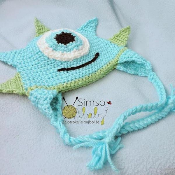 Crochet hat, Monster, Crochet Monster Hat, baby, toddler, handmade, Monster inspired