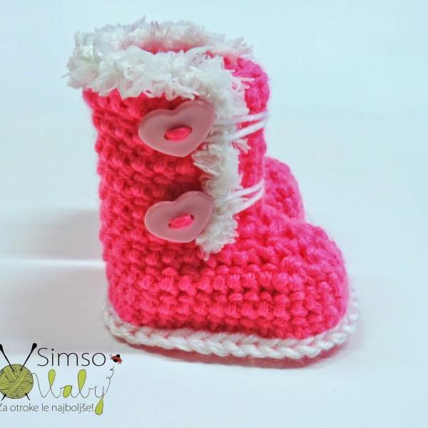 Crocheted slippers - soft wool yarn - winter edition 2019 (baby slippers, wool, baby gift, newborn, boy, girl)